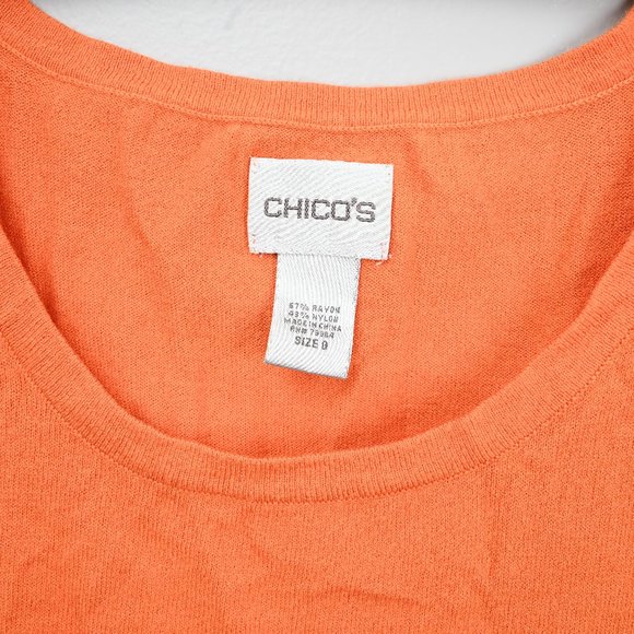 Chico's Sz 0 - Orange Scoop Neck Sweater Tank - Picture 2 of 4